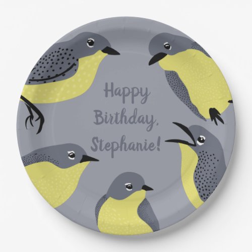 Kirtlands Warblers Bird Lovers Gray Yellow Party Paper Plates
