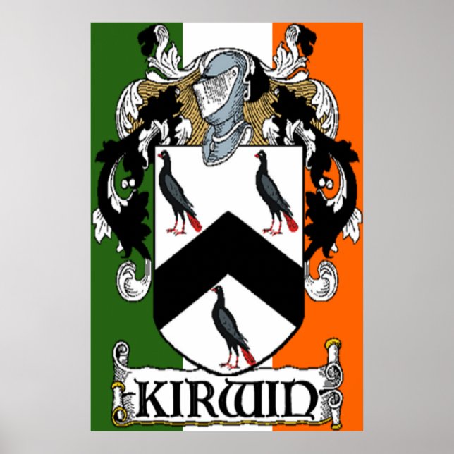 Kirwin Coat of Arms Irish Flag Print (Front)