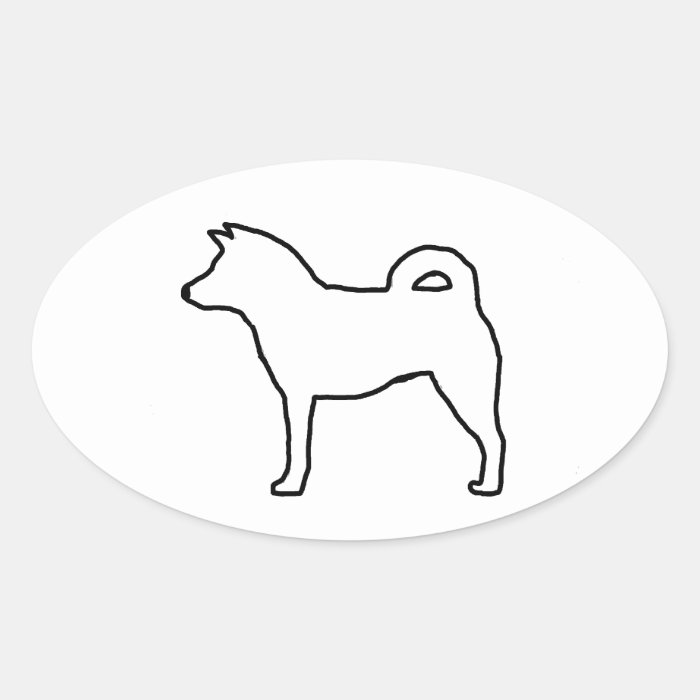 kishu ken color silhouette oval stickers