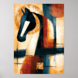 Kiso Uma Solar Profile Japanese Abstract Horse Art Poster