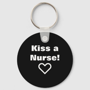 Kiss A Nurse Cute Red And White Valentines Day T S Keychain