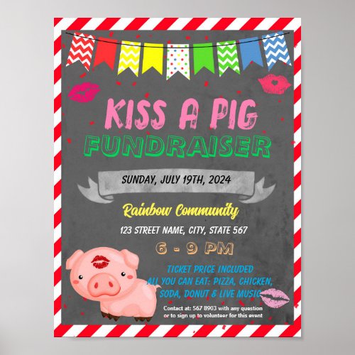 Kiss a pig school event template poster
