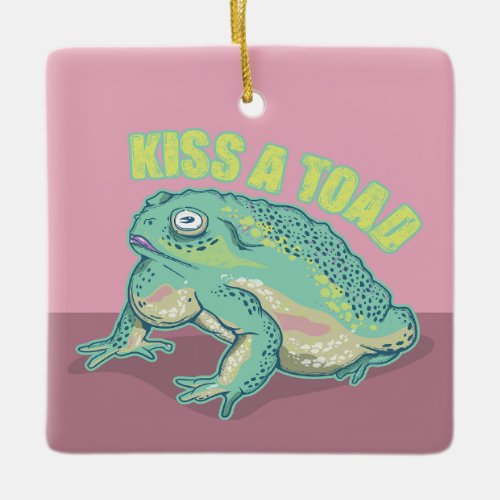 Kiss a toad ceramic ornament