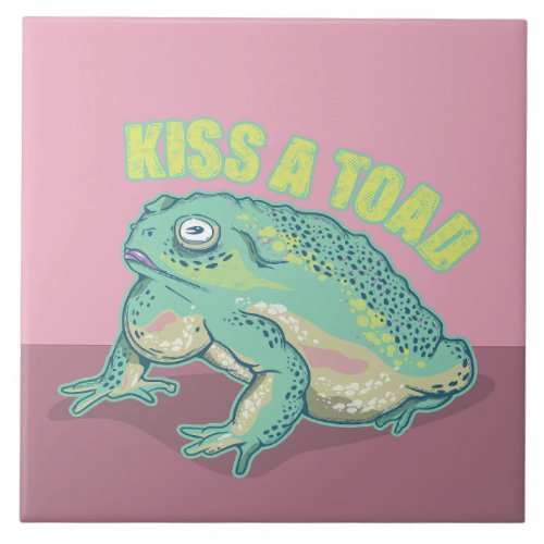 Kiss a toad ceramic tile