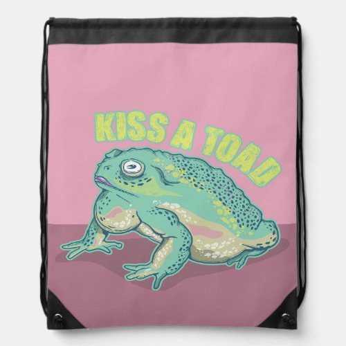 Kiss a toad drawstring bag