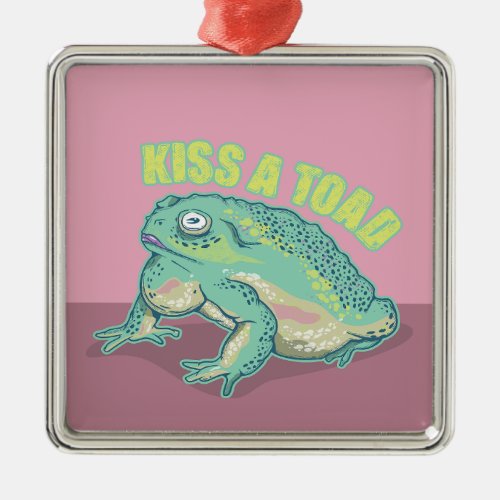 Kiss a toad metal ornament