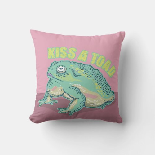 Kiss a toad throw pillow