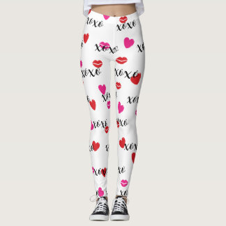 kiss and hearts leggings