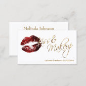 Kiss and Makeup - Cinnamon Red Glitter Lips Business Card (Front/Back)