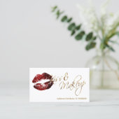 Kiss and Makeup - Cinnamon Red Glitter Lips Business Card (Standing Front)