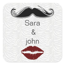 kiss and mustache zebra stripes envelope seal