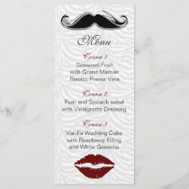 kiss and mustache zebra stripes  wedding menu