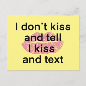 Kiss And Text Postcard by Iantos_Place at Zazzle