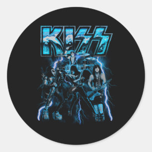 Kiss Blue Lightning Classic Round Sticker