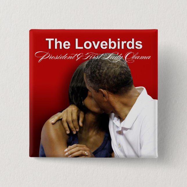 KISS CAM Lovebirds President & First Lady Obama Button (Front)