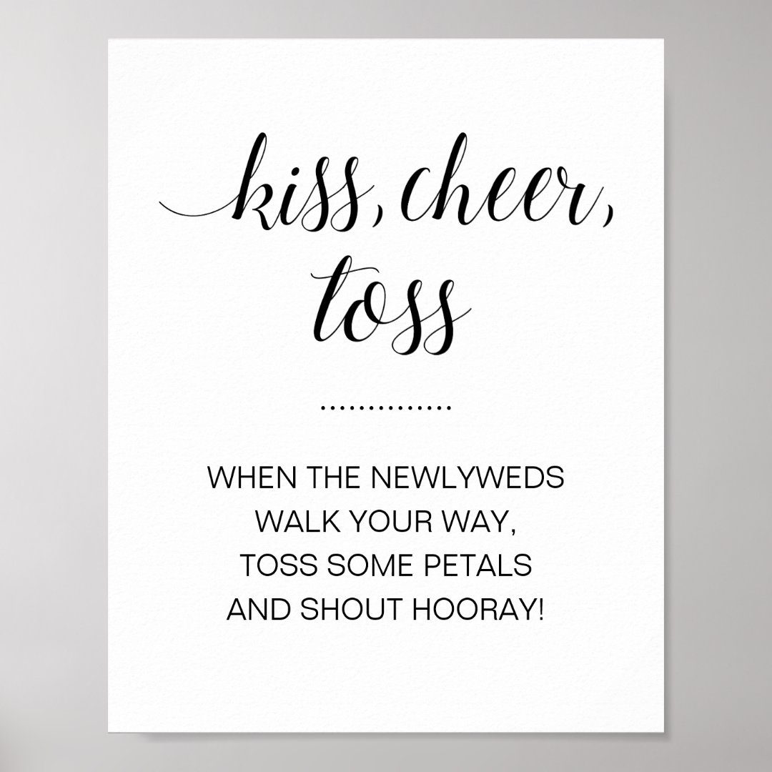 Kiss Cheer Toss Flower Confetti Wedding Sign Zazzle