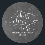 Kiss Cheer Toss Wedding Petals Packing Classic Round Sticker<br><div class="desc">Kiss Cheer Toss Wedding Stickers</div>