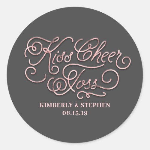 Kiss Cheer Toss Wedding Petals Packing Classic Round Sticker