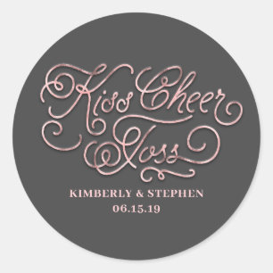 Kiss Cheer Toss Wedding Petals Packing Classic Round Sticker