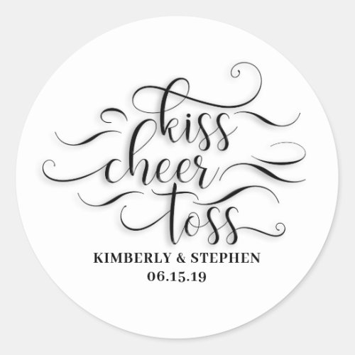 Kiss Cheer Toss Wedding Petals Packing Classic Round Sticker