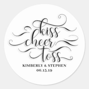Kiss Cheer Toss Wedding Petals Packing Classic Round Sticker