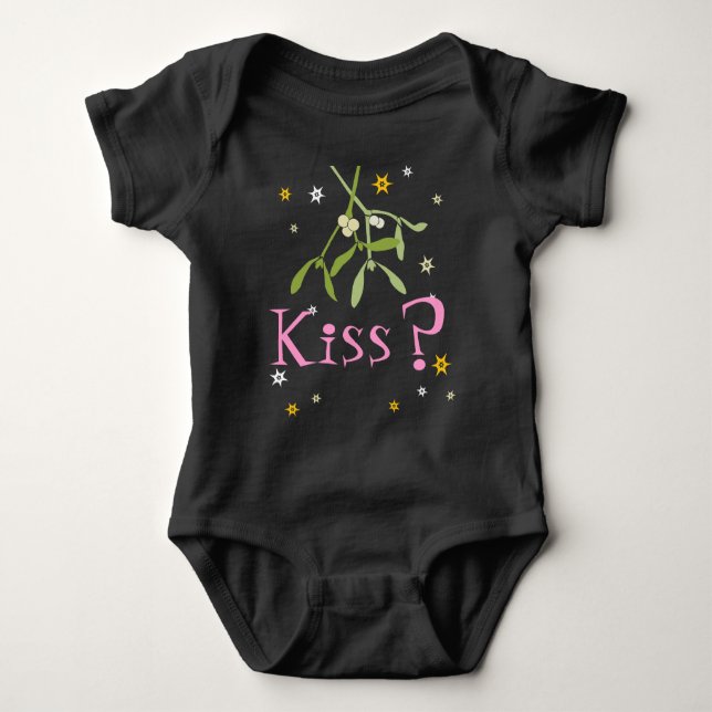 Kiss? Christmas pink kids fun top (Front)
