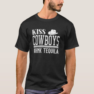 Kiss Cowboys and Drink Tequila Shirt,Women Cowboys T-Shirt