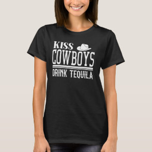 Kiss Cowboys and Drink Tequila Shirt,Women Cowboys T-Shirt