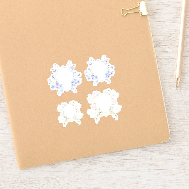 Kiss Cut Delicate Floral Crests Shields  Sticker (Notebook)