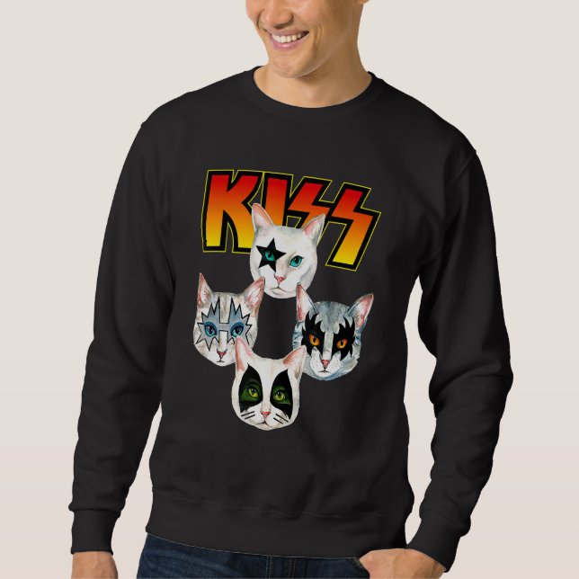 Kiss  Cute Cat Mom Kitten Cats  Rock Sweatshirt (Front)