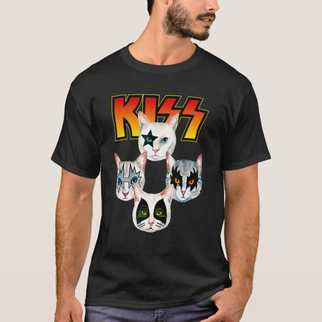 Kiss  Cute Cat Mom Kitten Cats  Rock T-Shirt (Front)