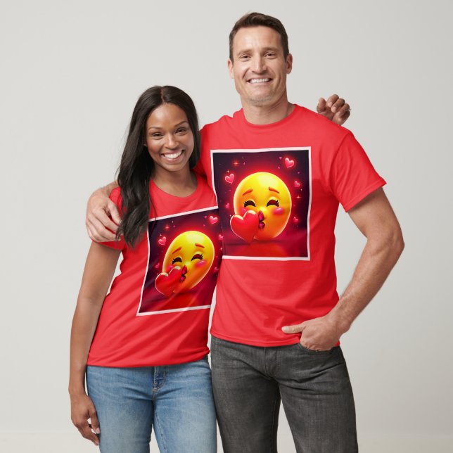 Kiss Emoji: Love and Hearts Art T-Shirt (Unisex)