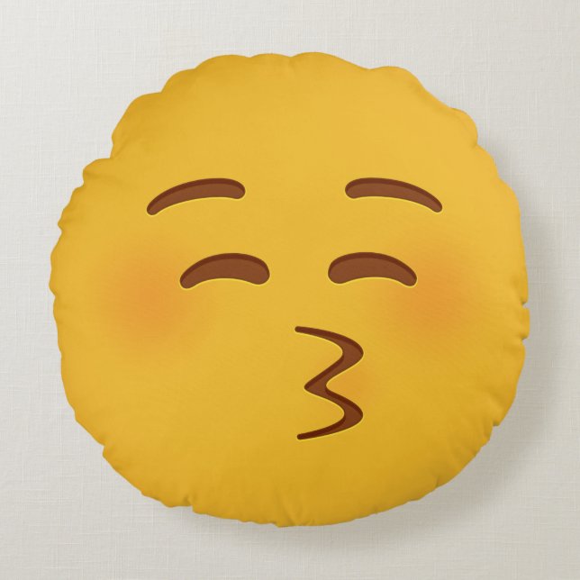 Kiss Emoji Round Pillow (Front)