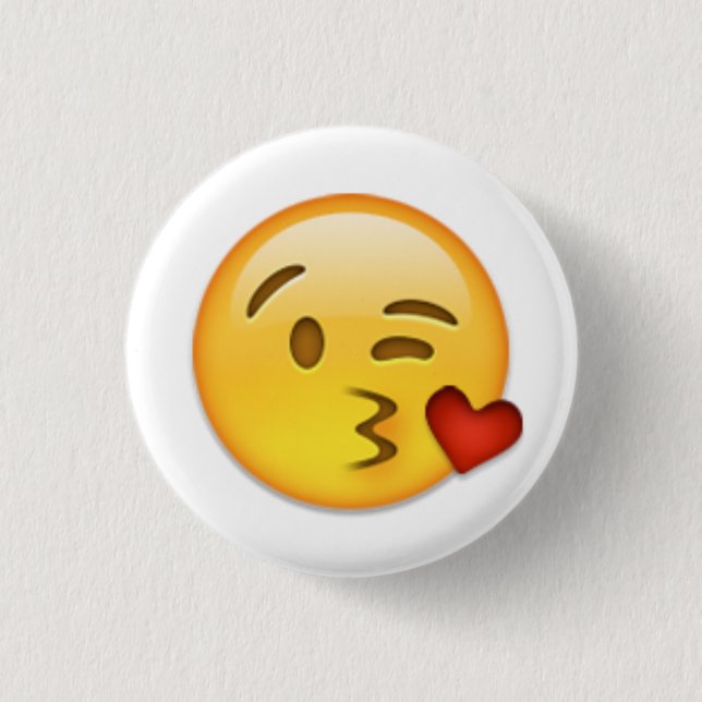 Kiss Face Emoji Button (Front)