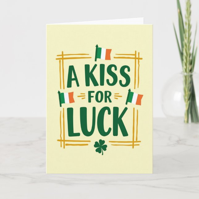 Kiss For Luck Irish Theme Card (Front)