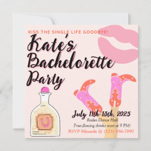 Kiss Goodbye Bachelorette Invitation