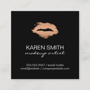 Kiss Handwritten Watercolor Makeup Artist Square Business Card