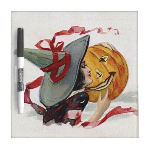 Kiss Hot Witch Girl  Jack o Lantern Halloween Dry Erase Board