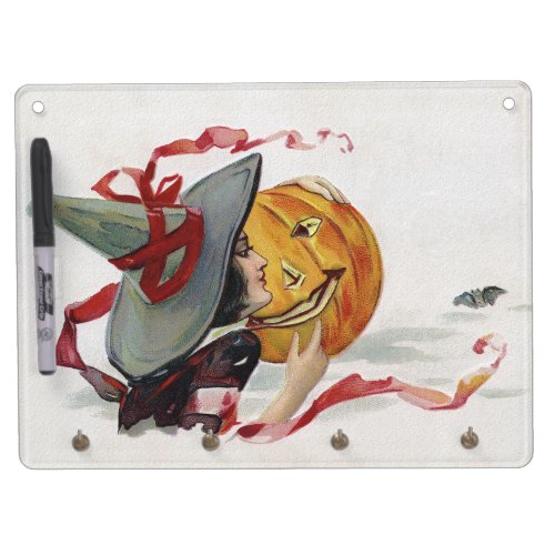 Kiss Hot Witch Girl  Jack o Lantern Halloween Dry Erase Board With Keychain Holder