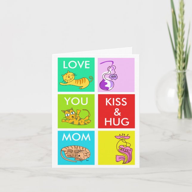 Kiss & Hug Cat Happy Mother's Day Card (Front)