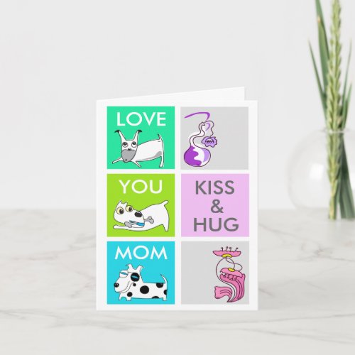 Kiss  Hug Dog Happy Mothers Day Card