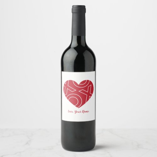 Kiss Hugs Heart Wine Label