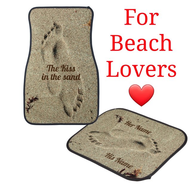 Kiss in the Sand Beachy Customizable Car Floor Mat (Creator Uploaded)