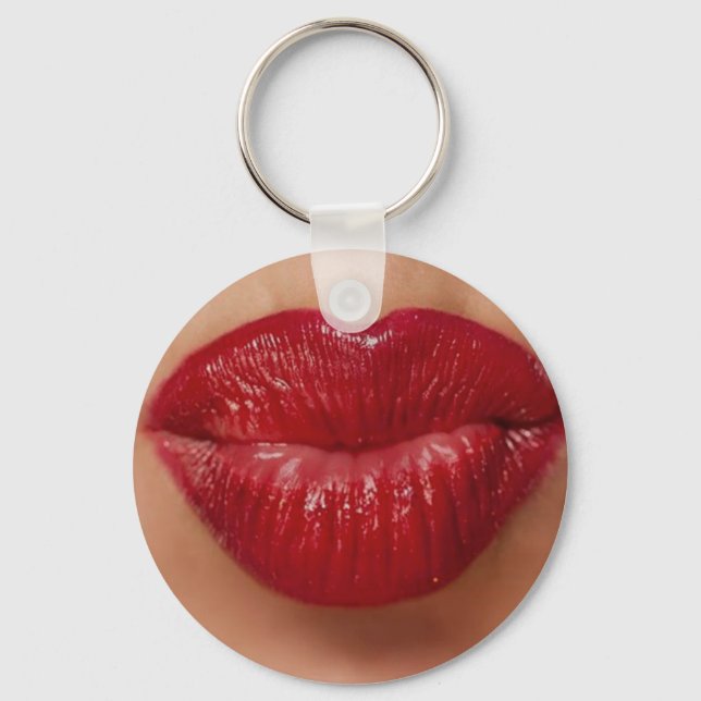 Kiss Kiss Red Lips Love Keychain (Front)