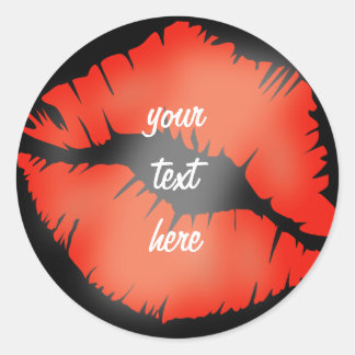 'KISS' LIP PRINT CLASSIC ROUND STICKER