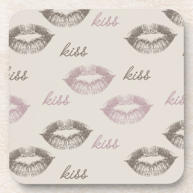 Kiss Lips Beverage Coaster (Front)