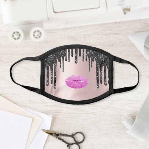 Kiss Lips Black Rose Drips Makeup Cotton Glam Face Mask
