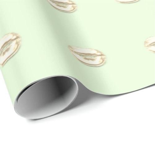 Kiss Lips Bridal 16th Girl Champaigne Gold Mint Wrapping Paper