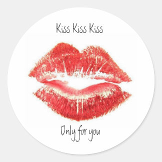 kiss_lips, classic round sticker