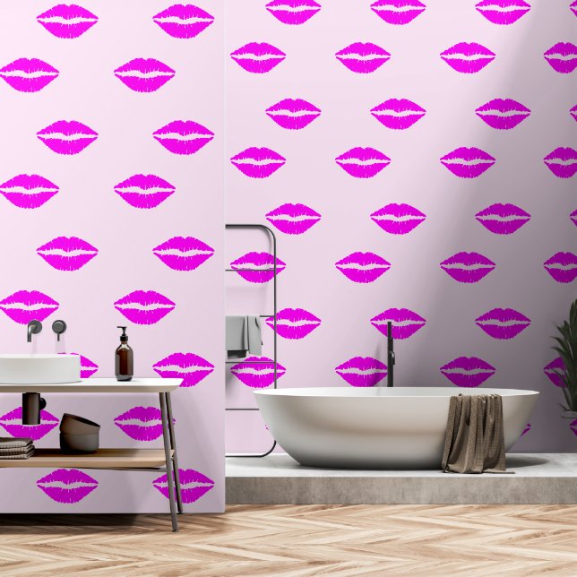 Kiss Lips Custom Color White Wallpaper (Bathroom)